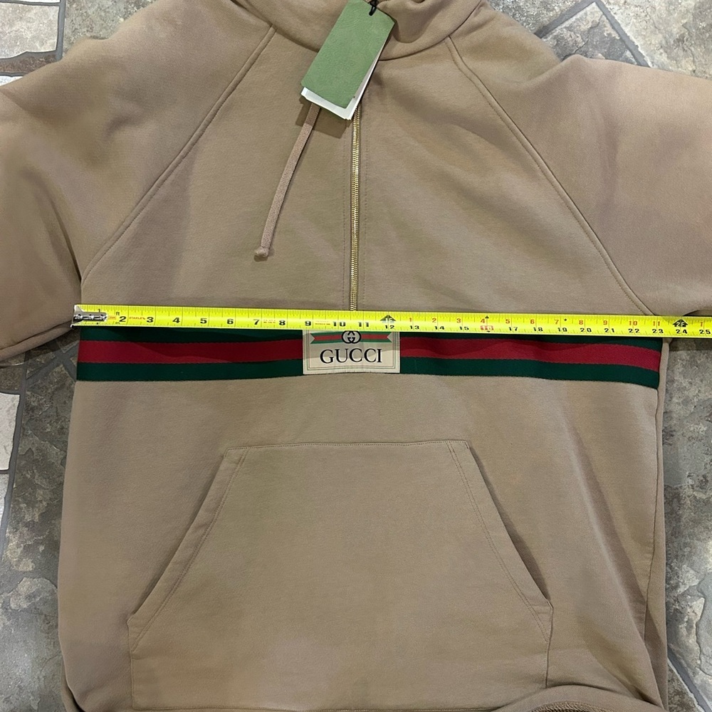 Men's Gucci web striped half zip cotton hoodie size XXL made in Italy NWT - Picture 8 of 10